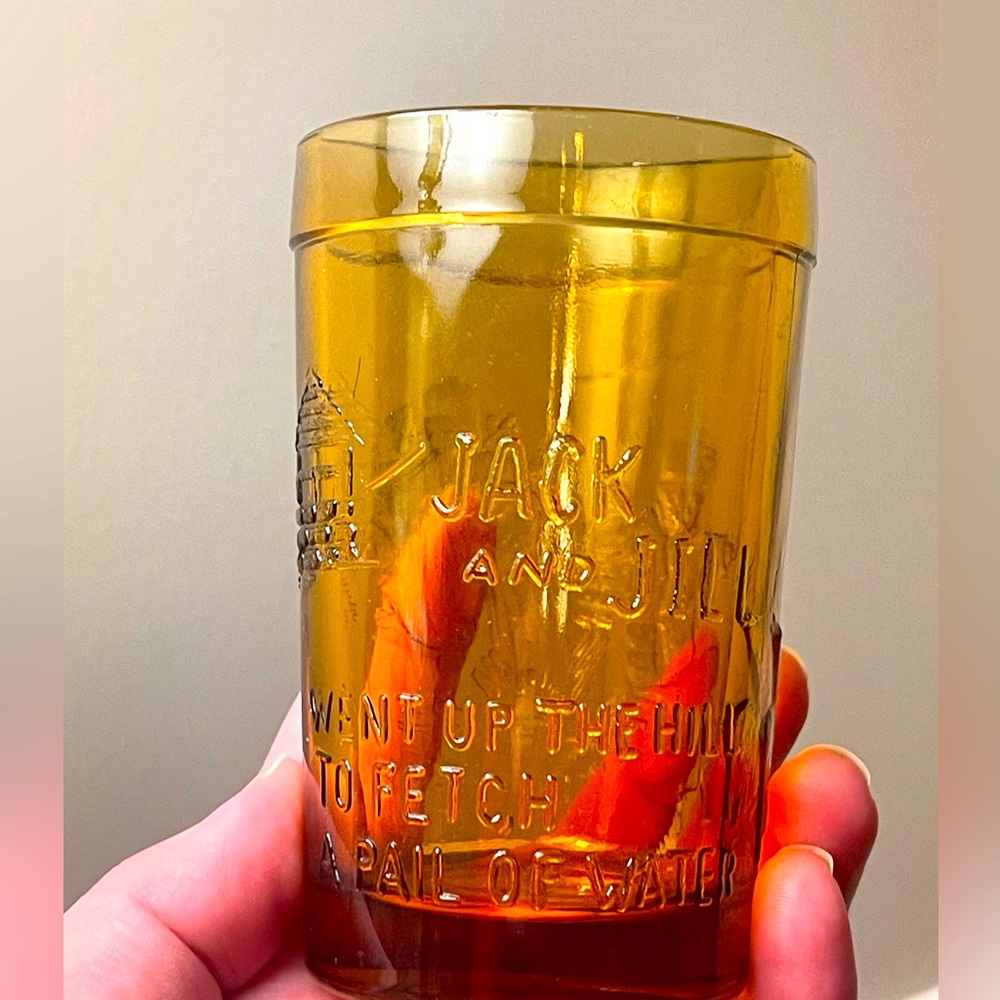 Vintage Tiara by R.S. Jack & Jill Amber Tumbler Juice Glass excellent condition